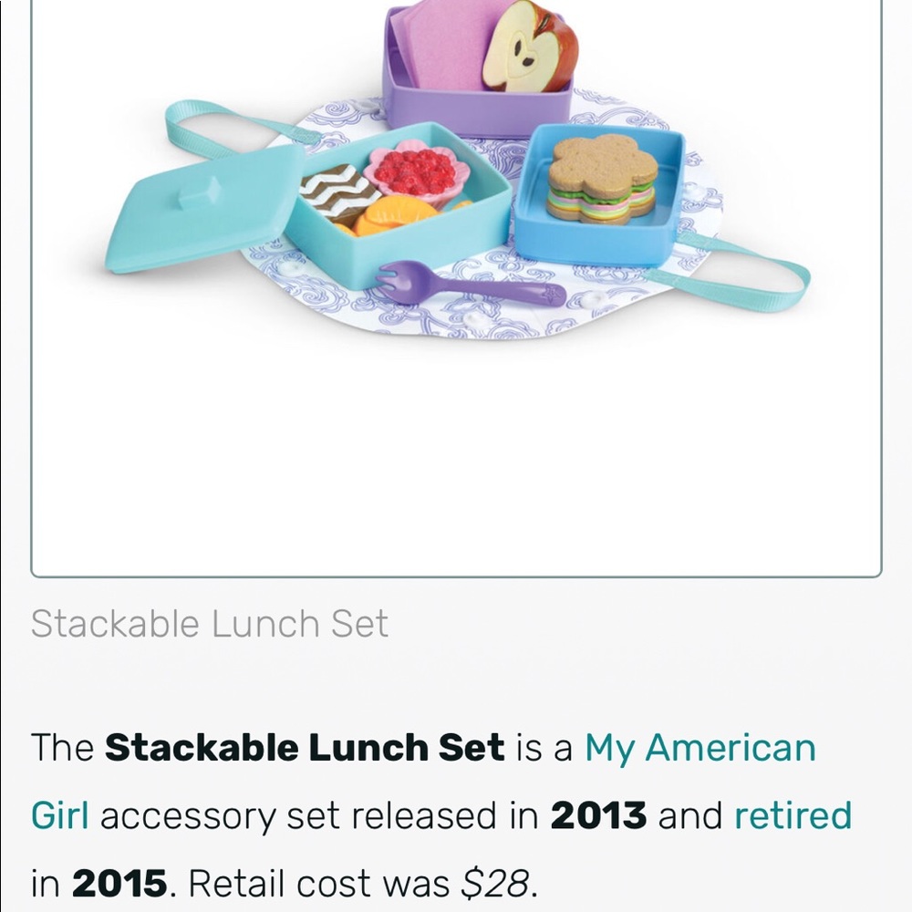 American Girl Doll stackable lunch set.